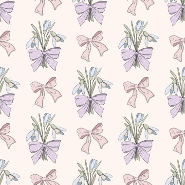 Bahar Çiçeği Kar Damlaları Çiçekli El Çiçek Pastası Dekorasyonu Kusursuz Desensiz Desen.