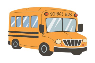 Sarı Okul Otobüsü Okul Ulaşım Vektörü İllüzyonu. Okul için Öğrenci Taşımacılığı.