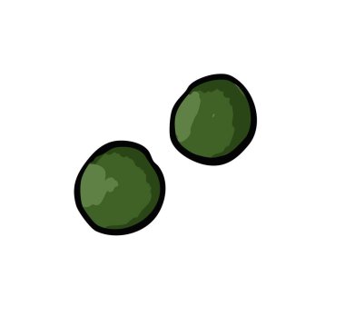 Tohumlu Yeşil Bezelyeler El Tarzı Vektör Resimlerinde.