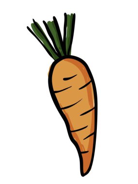 Yeşil Toplar Vektör İllüstrasyonlu Klasik El Çizimi Havuç.