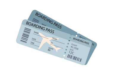 Uçak bileti uçuş uçağı ikonu izole edilmiş konsept. Vektör grafik tasarımı illüstrasyonu.