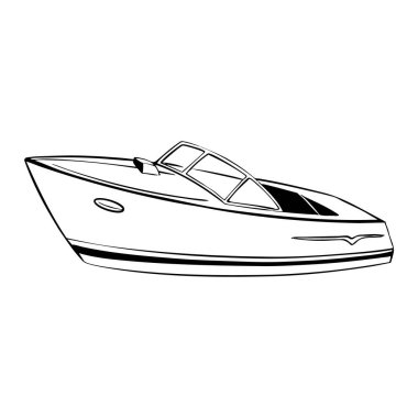 El Kaplama Yat Okyanusu seyahat konsepti. Çizgi çizimi bot tasarımı vektör grafik çizimi.