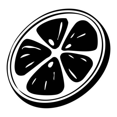 El yapımı limon dilimlenmiş siyah ve beyaz çizimi. Sulu Tropikal Organik Meyve Citrus