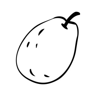 Beyaz arkaplanda Mango El Çizimi Taslak Vektör İllüstrasyonu.