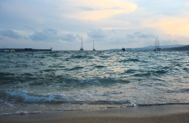 View of sailboats in the sea
