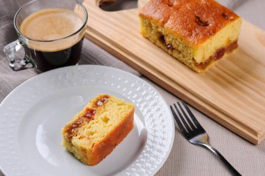 Mısır unu (Fuba) Bolo de Fuba, seçici odaklı Brezilya mısır keki