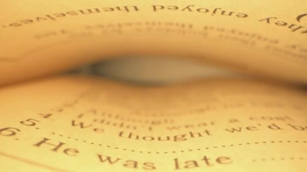 Espaço Entre Páginas Amareladas Livro Gramática Educacional Linhas Escritas Inglês — Vídeo de Stock