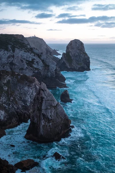 Vista Das Falésias Cabo Roca Surf Oceânico Sintra Portugal — Fotografia de Stock