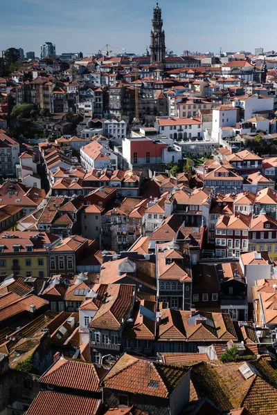 Vista Ciudad Vieja Desde Torre Porto Con Clerigouche Horizonte Oporto —  Fotos de Stock