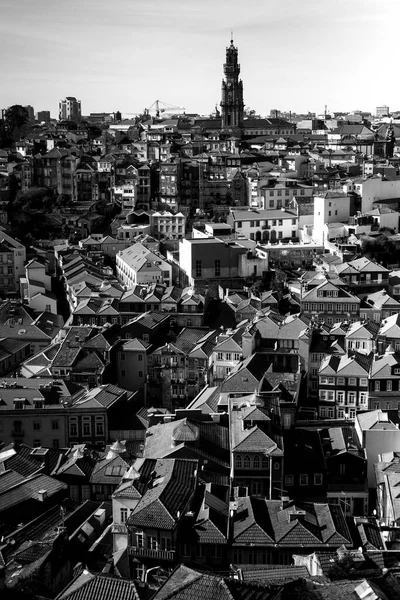 Top View Houses Old Center Porto Portugal Black White Photo — Stock Photo, Image