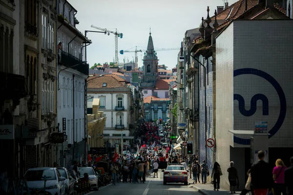 Porto Portugal Mei 2023 Tijdens Viering Van Meidag Het Historische — Stockfoto