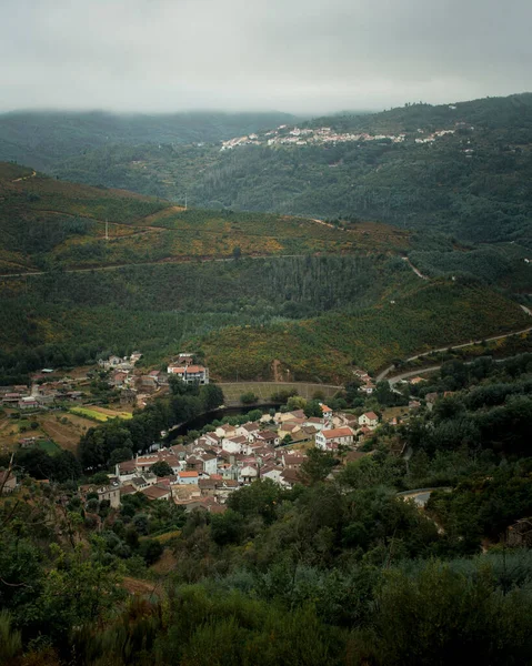 View Small Village Foothills Serra Estrela Erly Morning Portugal — Stock Photo, Image
