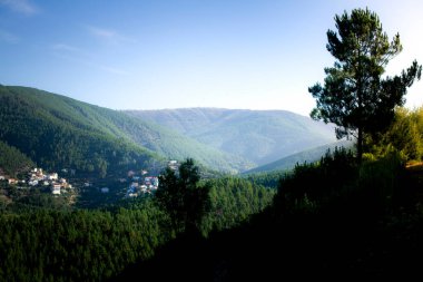 Portekiz 'in Serra da Estrela eteklerinde küçük sisli bir köy..