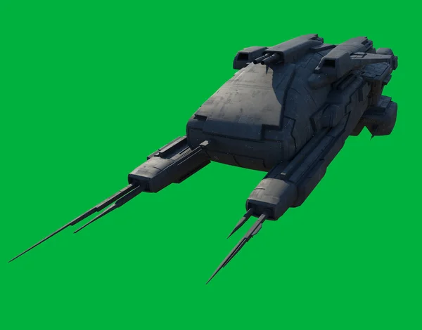 Deep Space Transport Starship Green Screen Background Front View Digitally — Photo