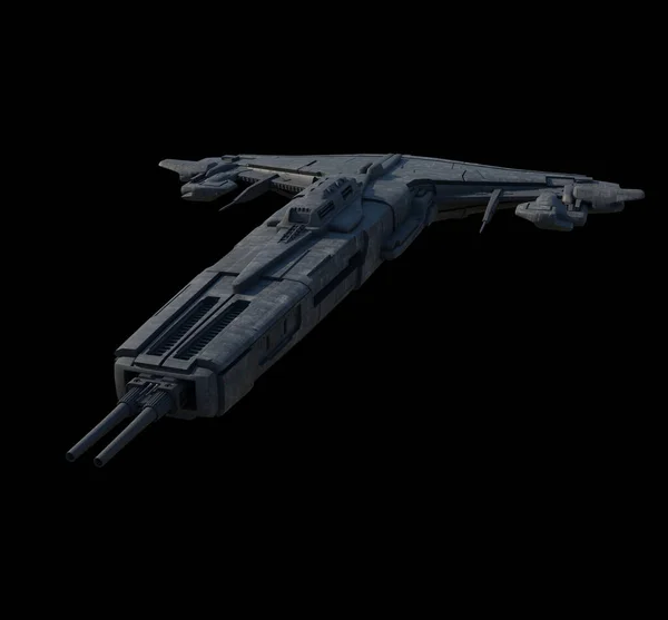 Fast Attack Space Ship Black Background Front View Digitally Rendered — стоковое фото