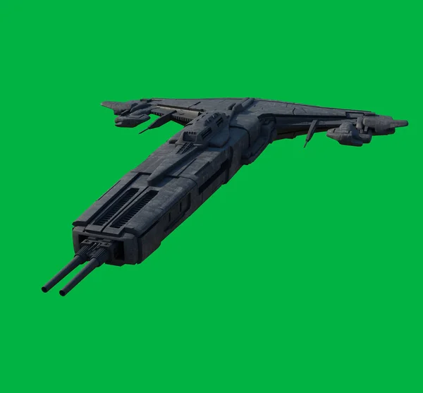 Fast Attack Space Ship Green Screen Background Front View Цифровому — стокове фото
