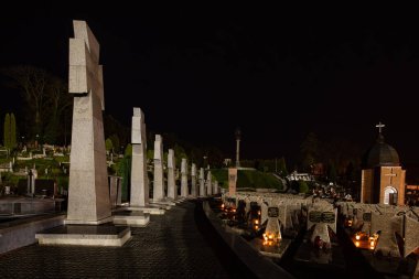 Lviv, Ukrayna - 1 Kasım 2022: Lychakiv Devlet Tarih ve Kültür Müzesi-Koruma Lviv, Ukrayna 'da Gece Azizler Günü