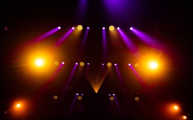 Colorful concert lights on empty stage for design purpose