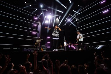 Lviv, Ukraine - August 14, 2021: Ukrainian Song Project 2021. Bez Obmezhen (Without Limits) band.