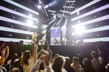 Lviv, Ukraine - August 14, 2021: Ukrainian Song Project 2021. Bez Obmezhen (Without Limits) band.
