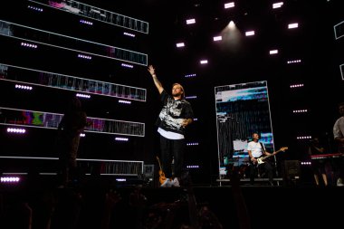 Lviv, Ukraine - August 14, 2021: Ukrainian Song Project 2021. Bez Obmezhen (Without Limits) band.