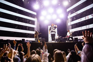 Lviv, Ukraine - August 14, 2021: Ukrainian Song Project 2021. Bez Obmezhen (Without Limits) band.