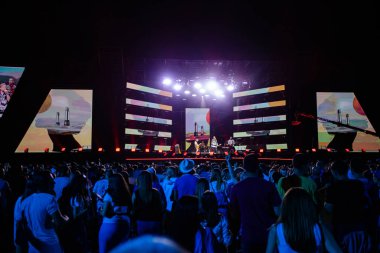 Lviv, Ukraine - August 14, 2021: Ukrainian Song Project 2021. Bez Obmezhen (Without Limits) band.