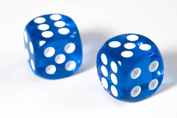 stock image two blue dices on white background for design purpose