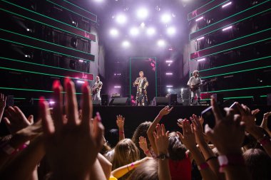 Lviv, Ukrayna - 14 Ağustos 2021: Ukrayna Şarkı Projesi 2021. Ukraynalı grup Vopli Vidopliassova (VV)