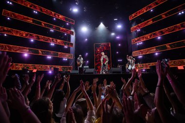 Lviv, Ukrayna - 14 Ağustos 2021: Ukrayna Şarkı Projesi 2021. Ukraynalı grup Vopli Vidopliassova (VV)