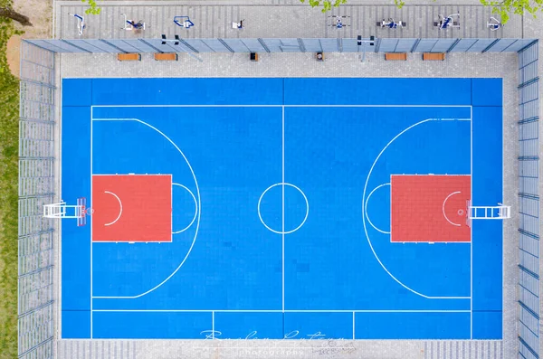 Вид Баскетбольную Площадку Дрона — стоковое фото