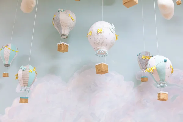 stock image handmade air baloons and clouds decoration for kids room