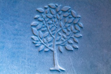 Tasarım amacı için mavi kadife desenli kumaşa ağaç izi