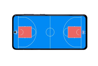 Tasarım amaçlı akıllı telefon ekranında basketbol sahası