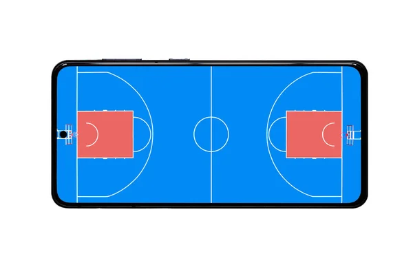 Баскетбольное Поле Экране Смартфона Дизайнерских Целей — стоковое фото