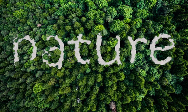 Nature Inscription Top View Forest Environment Protection Concept — Stock Photo, Image