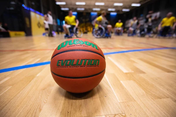 Lviv Ukrayna Nisan 2023 Wilson Evolution Indoor Game Basketball Court — Stok fotoğraf