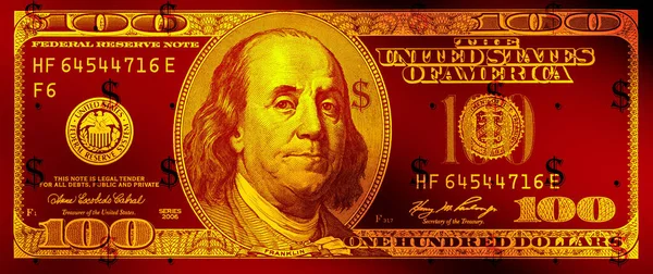 Oranžová 100 Dolarová Bankovka Pro Účely Designu — Stock fotografie