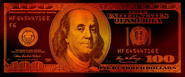 Πορτοκαλί Τραπεζογραμμάτιο 100 Δολαρίων Ηπα Για Σχεδιαστικό Σκοπό — Φωτογραφία Αρχείου
