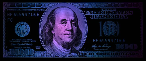 Μπλε Τραπεζογραμμάτιο 100 Δολαρίων Ηπα Για Σχεδιαστικό Σκοπό — Φωτογραφία Αρχείου