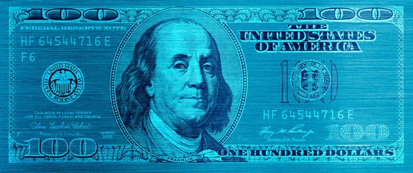 Niebieski 100 Dolarowy Banknot Celów Projektowych — Zdjęcie stockowe