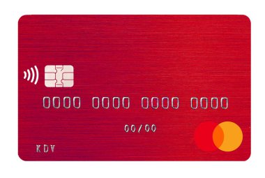Kyiv, Ukrayna - 10 Nisan 2023: Tasarım amaçlı MasterCard Debit kart kapanışı