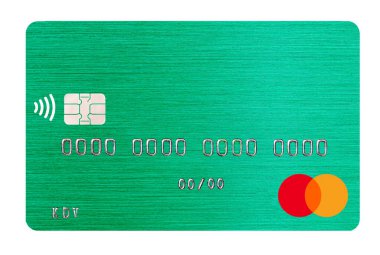 Kyiv, Ukrayna - 10 Nisan 2023: Tasarım amaçlı MasterCard Debit kart kapanışı