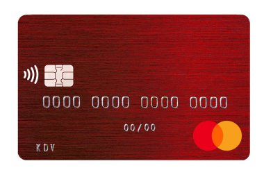 Kyiv, Ukrayna - 10 Nisan 2023: Tasarım amaçlı MasterCard Debit kart kapanışı