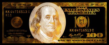 şeffaf altın desenli 100 Amerikan doları banknot tasarım amacı için
