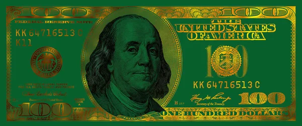 透明金质100美元钞票 用于设计目的 — 图库照片