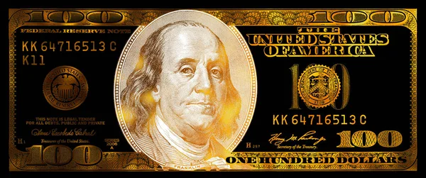 Billete Transparente Texturizado Oro 100 Dólares Estadounidenses Para Fines Diseño — Foto de Stock