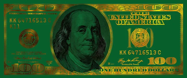 透明感のある金色のテクスチャデザインのための100米ドル紙幣 — ストック写真