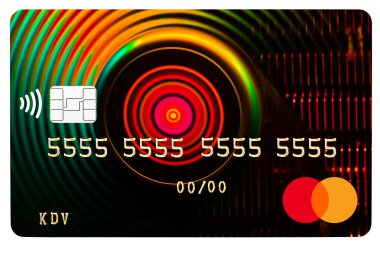 Kyiv, Ukrayna - 20 Nisan 2023: Tasarım amaçlı MasterCard Debit kart kapanışı