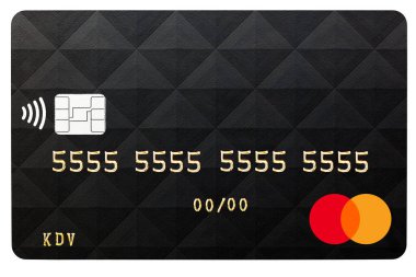 Kyiv, Ukrayna - 20 Nisan 2023: Tasarım amaçlı MasterCard Debit kart kapanışı